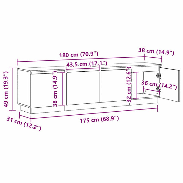TV-Schrank Weiß mit LED 180cm
