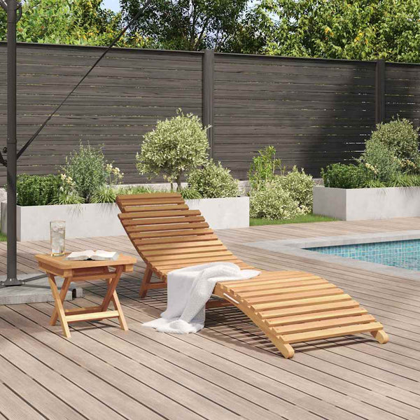 vidaXL Chaise longue 2 pcs Marron 198 x 55 x 58,5 cm Bois de teck massif