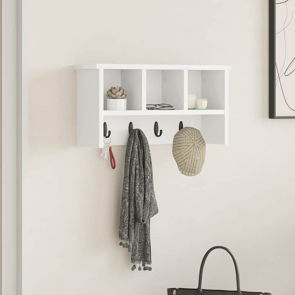 vidaXL Wall-Mounted Bedside Table White 50 x 16 x 26 cm Engineered Wood