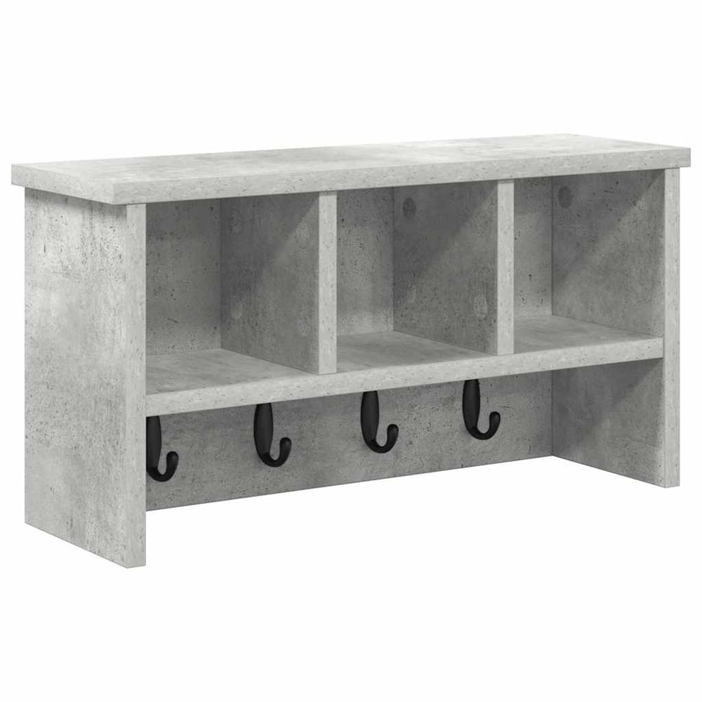 vidaXL Wall-Mounted Bedside Table with Shelf Concrete Grey 50 x 16 x 26 cm