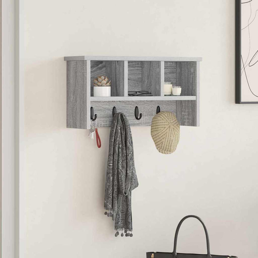 vidaXL Wall-Mounted Bedside Table Sonoma Grey 50 x 16 x 26 cm