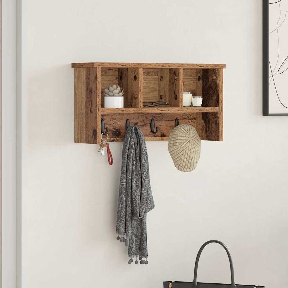 vidaXL Wall-Mounted Bedside Table Reclaimed Wood 50x16x26 cm Engineered Wood