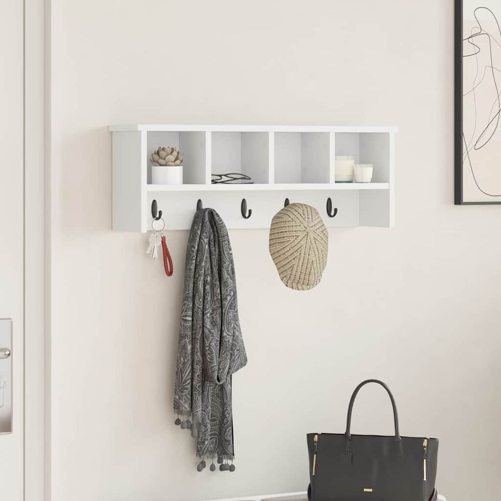 vidaXL Wall-Mounted Bedside Table White 75 x 16 x 26 cm Engineered Wood