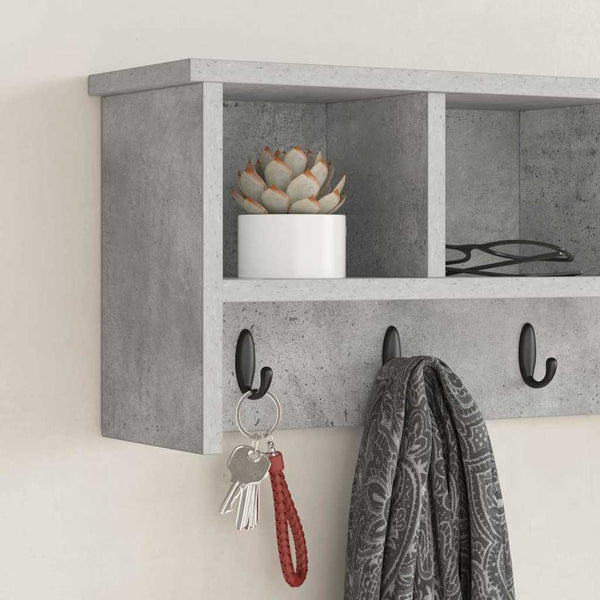 Wand-Nachttisch mit Regal, Betongrau