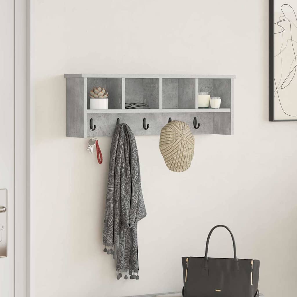 Wand-Nachttisch mit Regal, Betongrau