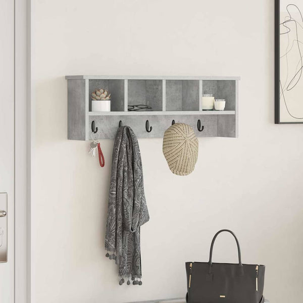 Wand-Nachttisch mit Regal, Betongrau
