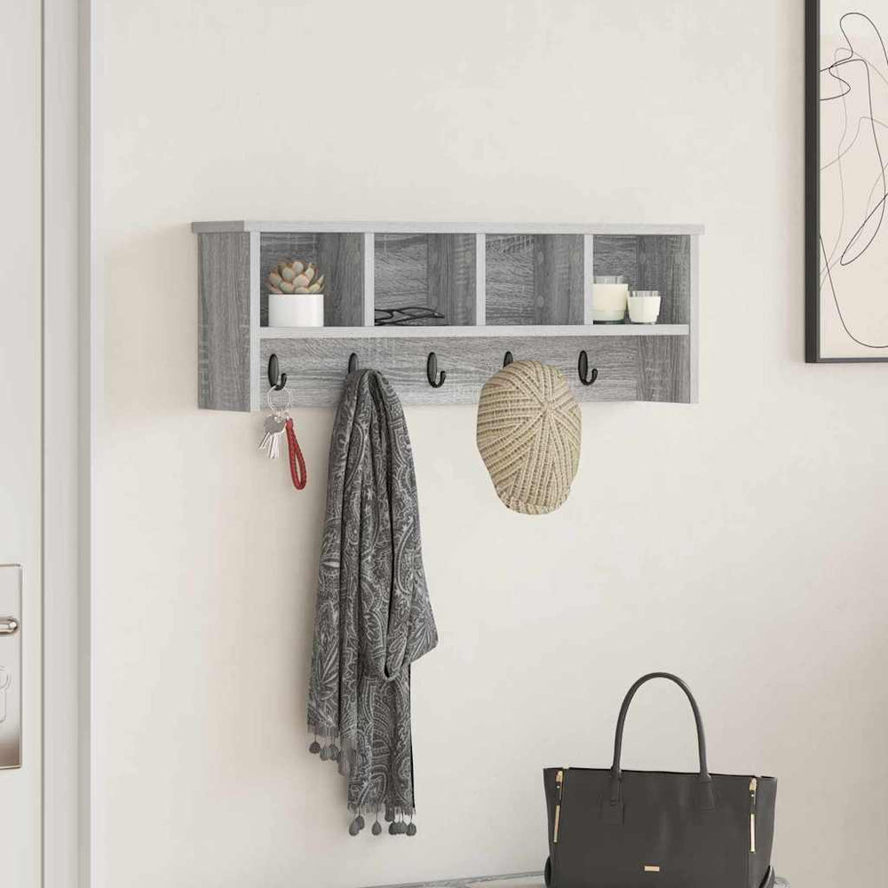 vidaXL Wall-mounted nightstand Sonoma Grey 75 x 16 x 26 cm