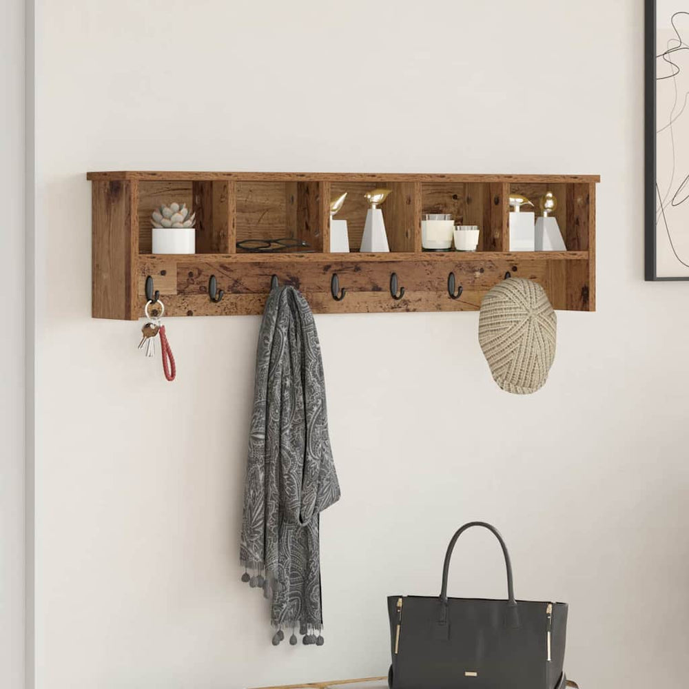 vidaXL Wall-Mounted Bedside Table with Shelf Reclaimed Wood 100 x 16 x 26 cm