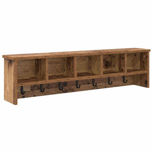 Wand-Nachttisch Altholz mit Regal 100cm