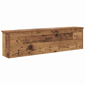 Wand-Nachttisch Altholz mit Regal 100cm