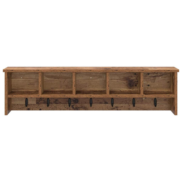 Wand-Nachttisch Altholz mit Regal 100cm