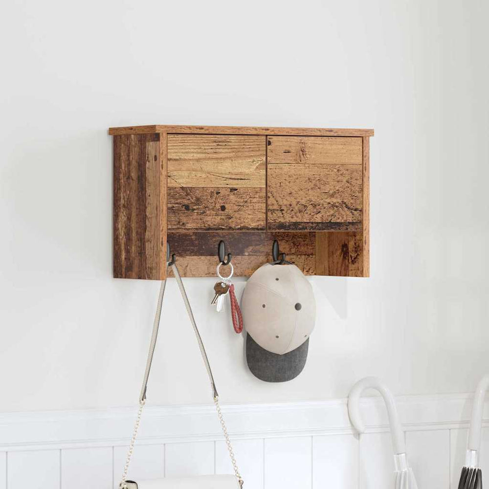 vidaXL Wall-Mounted Bedside Table Reclaimed Wood 50x20x30 cm Engineered Wood