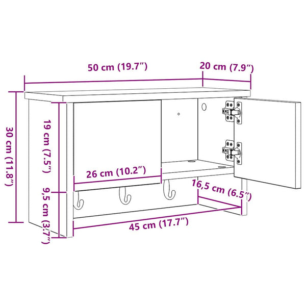 Wand-Nachttisch Altholz 50x20x30cm