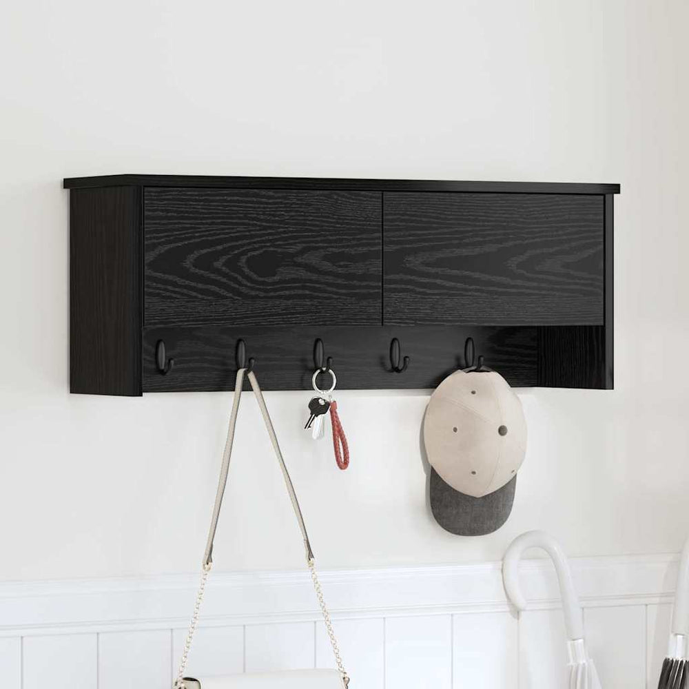 vidaXL Wall-Mounted Bedside Table Black Oak Look 80 x 20 x 30 cm