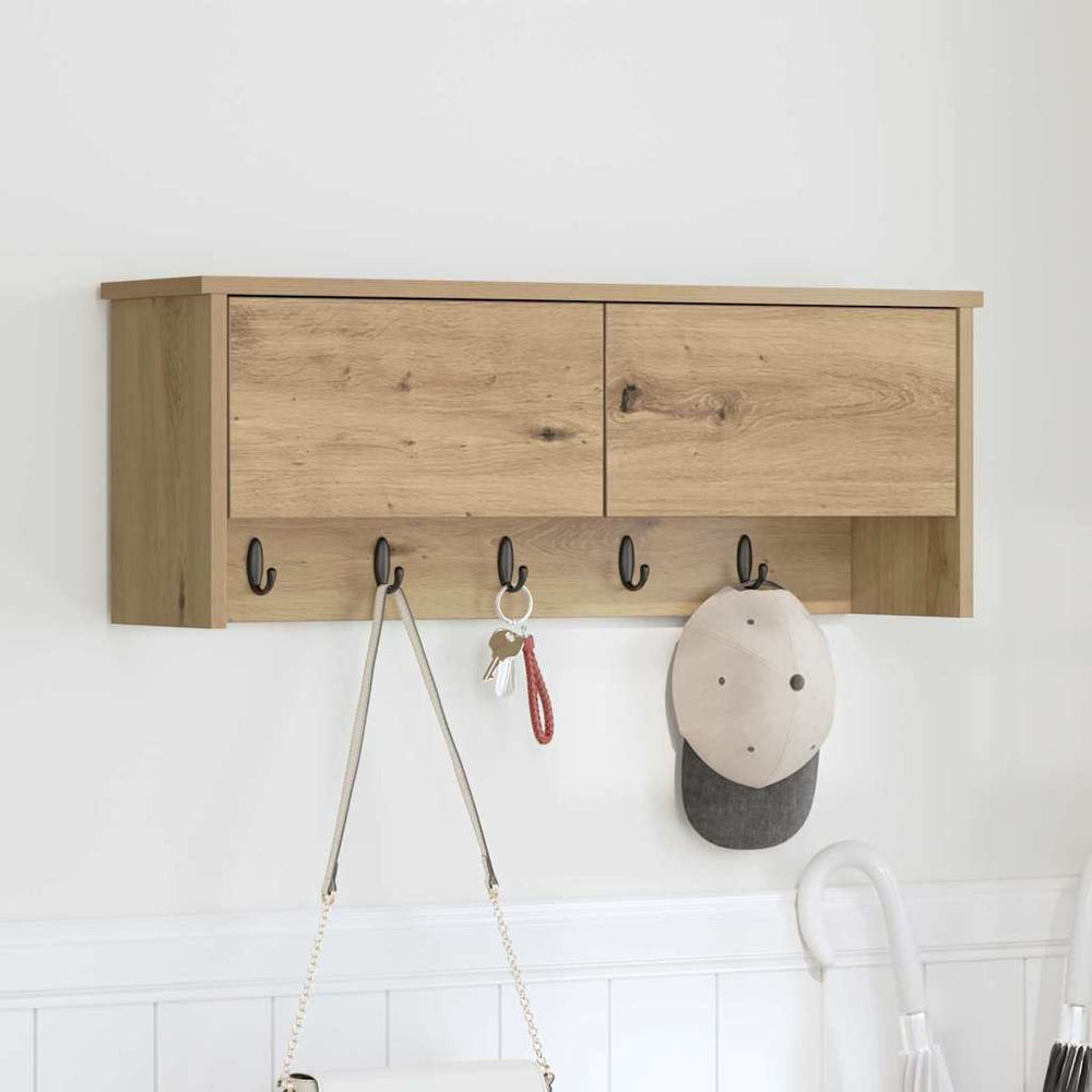 vidaXL Wall-Mounted Nightstand with Door Artisan Oak 80 x 20 x 30 cm