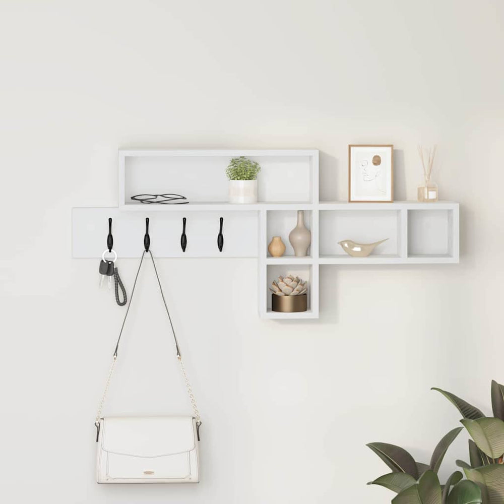 vidaXL Wall-Mounted Bedside Table White 100 x 12 x 43.5 cm Engineered Wood