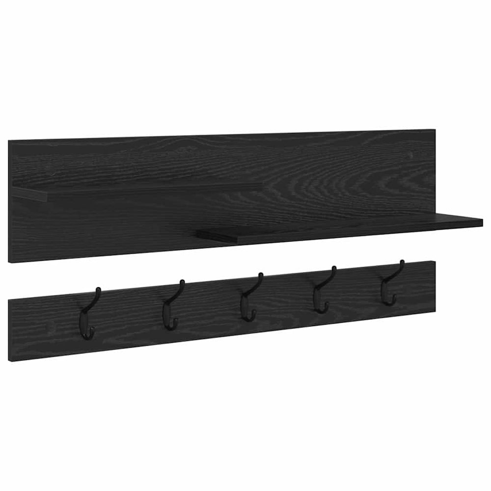 vidaXL Wall-Mounted Bedside Table Black Oak Look 90 x 15 x 36 cm