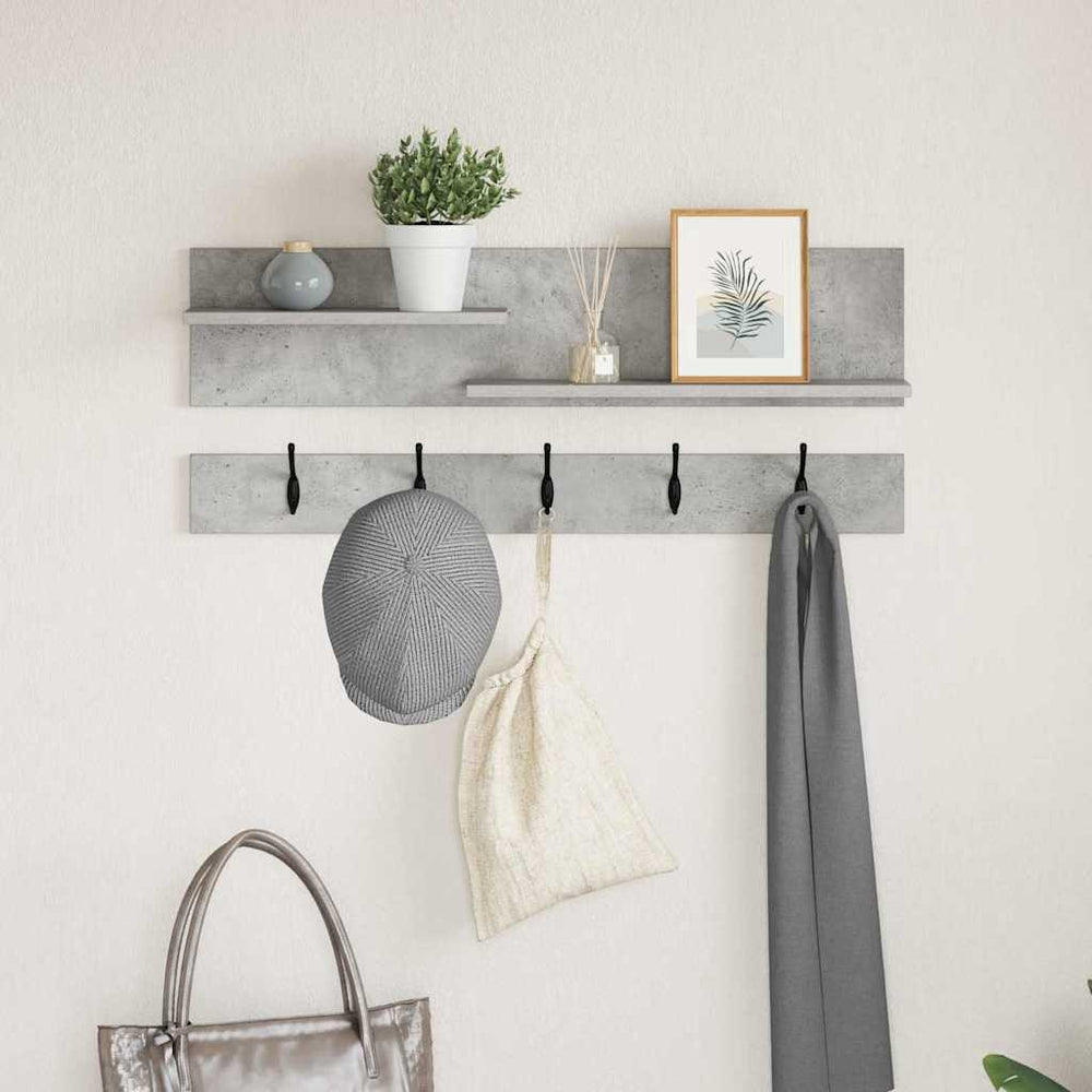 vidaXL Wall-Mounted Bedside Table with Shelf Concrete Grey 90 x 15 x 36 cm