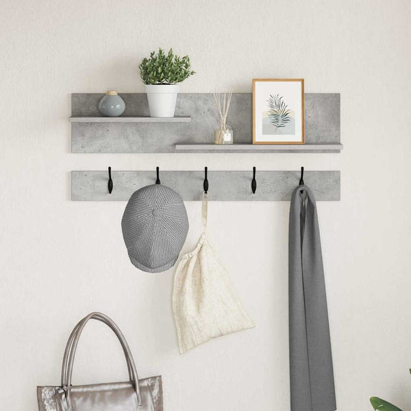Wand-Nachttisch mit Regal Betongrau 90x15x36 cm