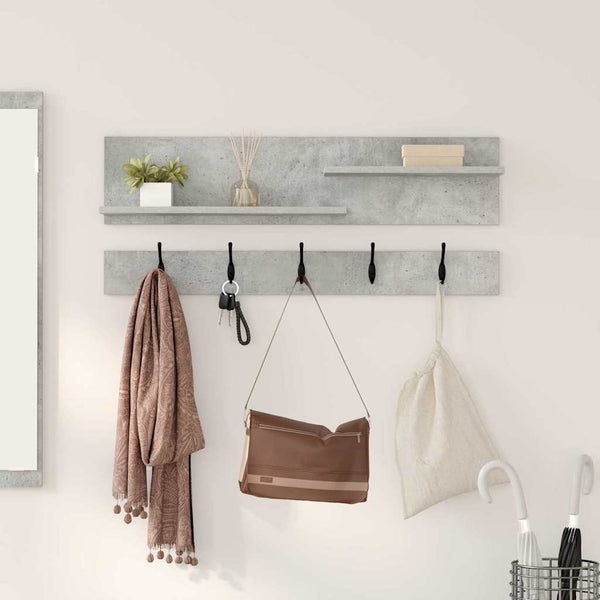 Wand-Nachttisch mit Regal Betongrau 90x15x36 cm