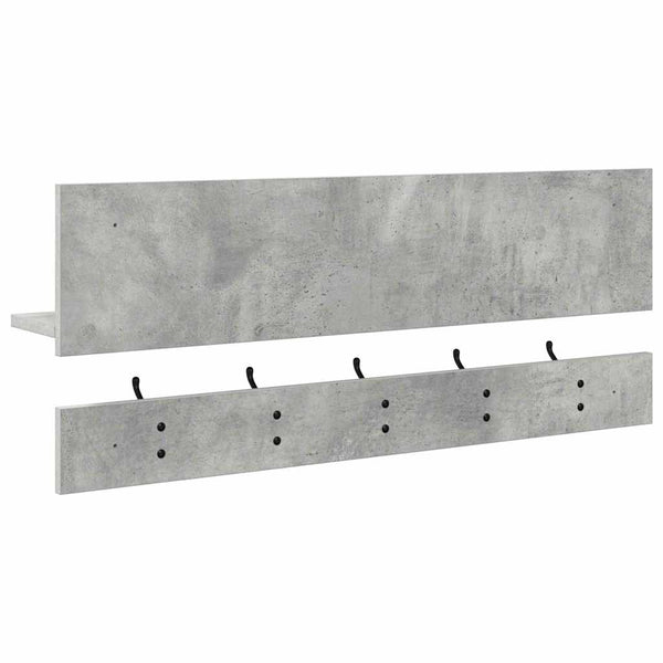 Wand-Nachttisch mit Regal Betongrau 90x15x36 cm