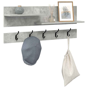 Wand-Nachttisch mit Regal Betongrau 90x15x36 cm