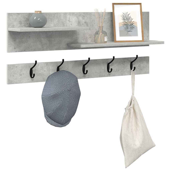 Wand-Nachttisch mit Regal Betongrau 90x15x36 cm