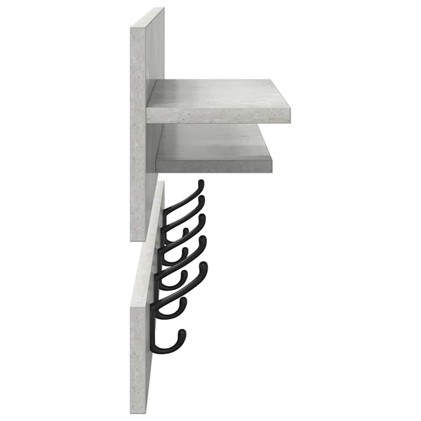 Wand-Nachttisch mit Regal Betongrau 90x15x36 cm