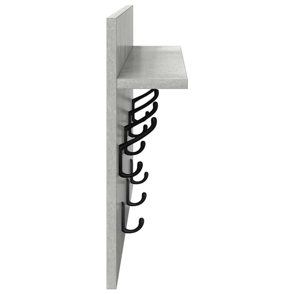 Wand-Nachttisch mit Regal Betongrau 60x40x12 cm