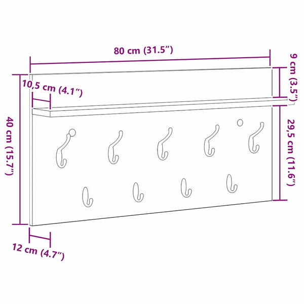 Wand-Nachttisch mit Regal Betongrau 80cm