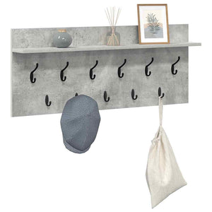 Wand-Nachttisch mit Regal Betongrau 100cm