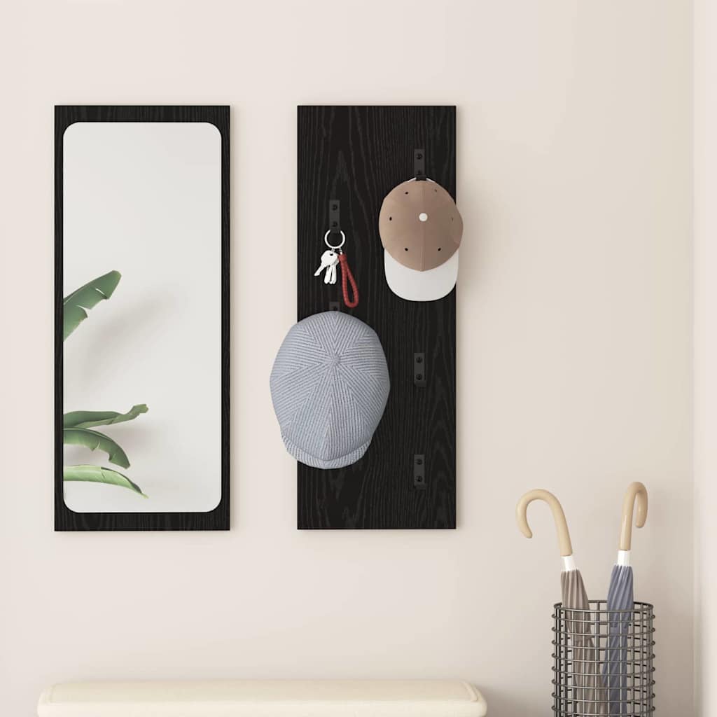 Wandmontierter Nachttisch Schwarz Eiche 30x80 cm