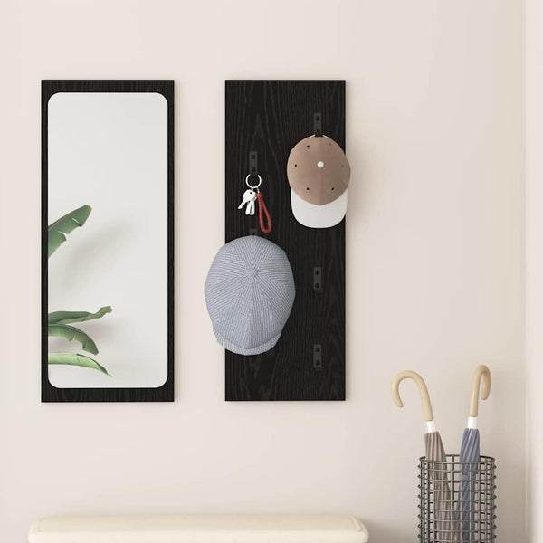 Wandmontierter Nachttisch Schwarz Eiche 30x80 cm