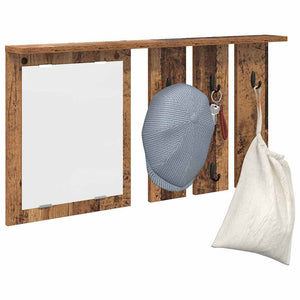 Wandmontierter Kleiderständer mit Regal Altholz