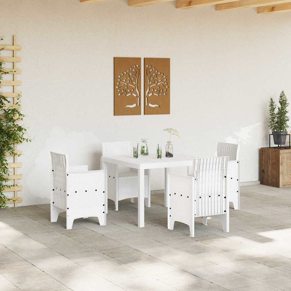 Weißer Poly-Rattan Gartentisch 100x100cm