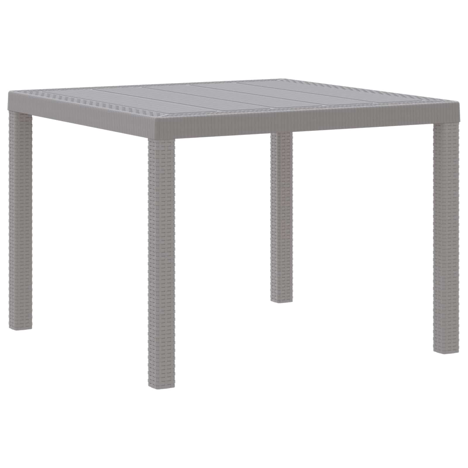 Hellgrauer Poly-Rattan Gartentisch 100x100 cm