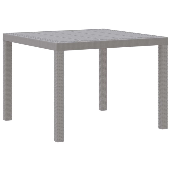 Hellgrauer Poly-Rattan Gartentisch 100x100 cm