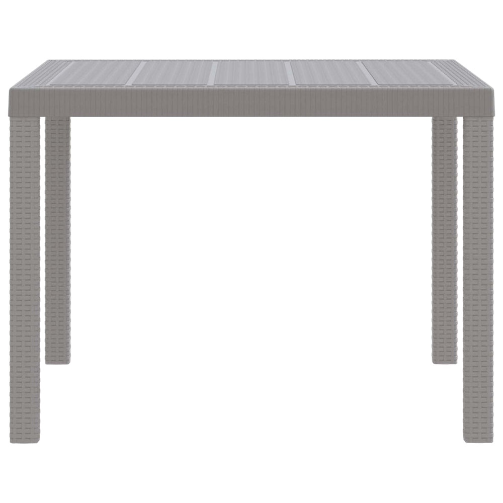 Hellgrauer Poly-Rattan Gartentisch 100x100 cm