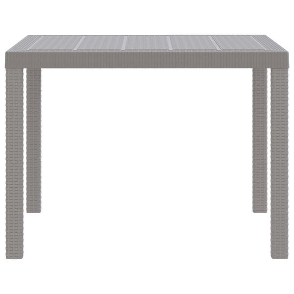 Hellgrauer Poly-Rattan Gartentisch 100x100 cm