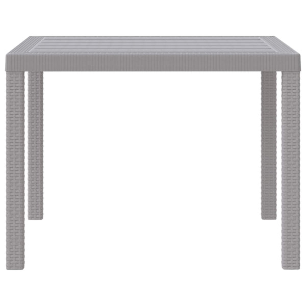 Hellgrauer Poly-Rattan Gartentisch 100x100 cm