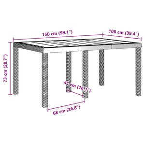 Gartentisch Braun Poly-Rattan 150x100 cm