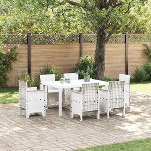 Gartentisch Weiß Poly-Rattan 150x100 cm