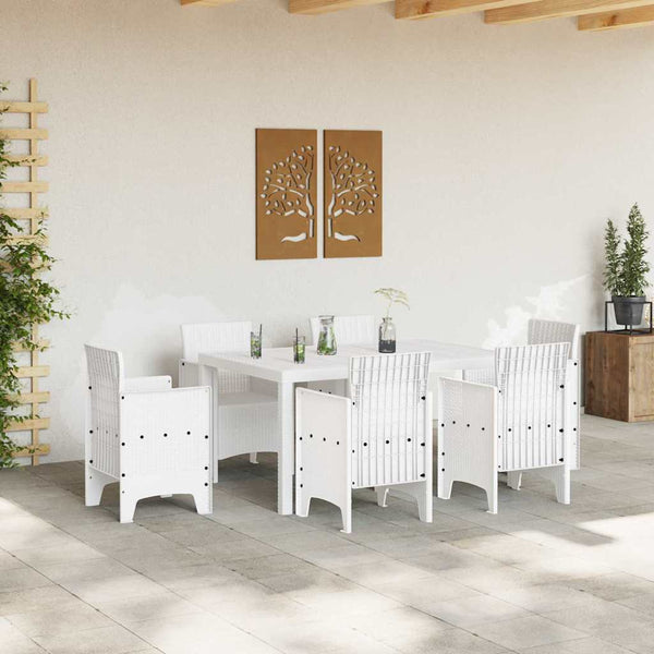 Gartentisch Weiß Poly-Rattan 150x100 cm