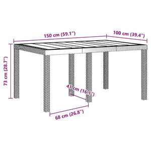 Gartentisch Weiß Poly-Rattan 150x100 cm
