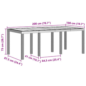 vidaXL Table de jardin anthracite 200 x 100 x 73 cm résine tressée