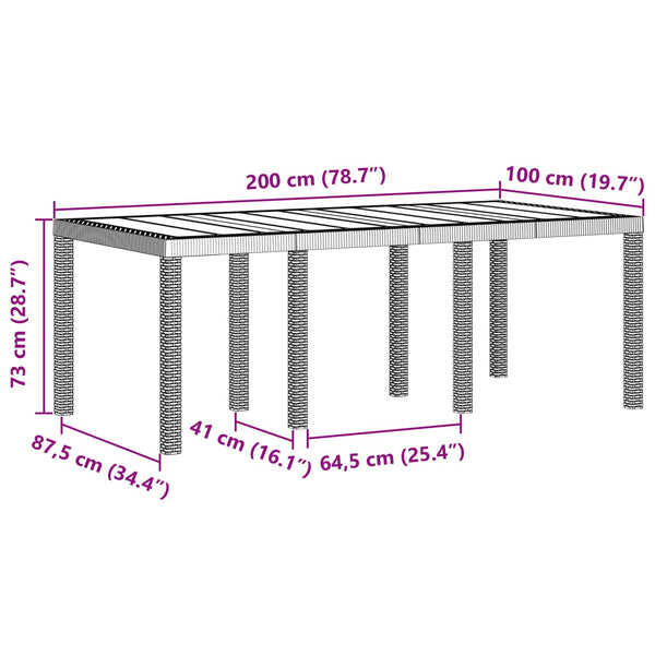 Gartentisch Braun Poly-Rattan 200x100 cm