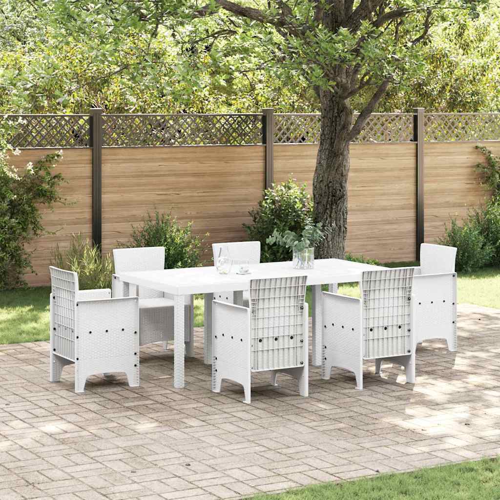 Gartentisch Weiß Poly-Rattan 200x100 cm