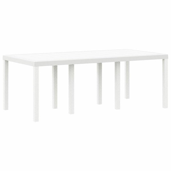 Gartentisch Weiß Poly-Rattan 200x100 cm