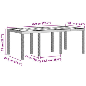 Gartentisch Weiß Poly-Rattan 200x100 cm