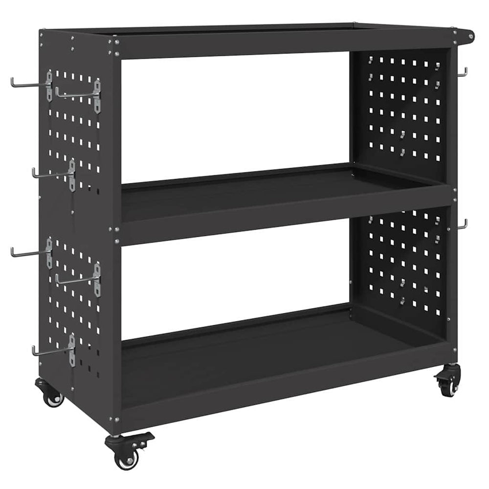 Werkzeugwagen Schwarz Stahl 75x35x73cm